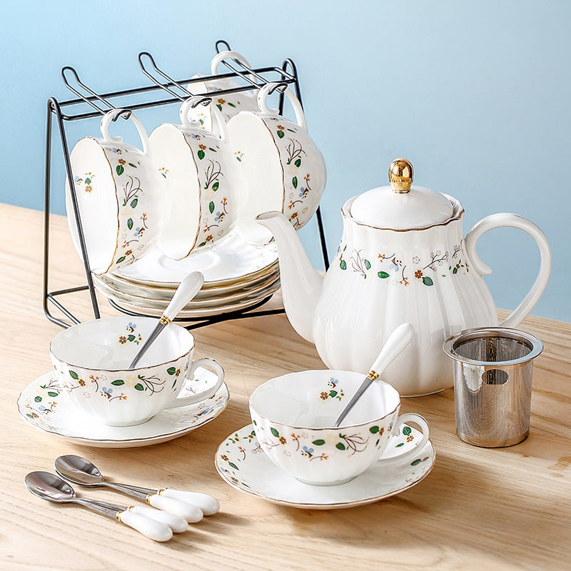 Taza de té con flores estilo pastoral vintage para cenas de uso doméstico