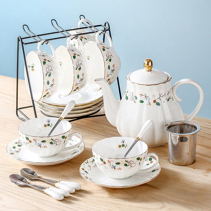 Taza de té con flores estilo pastoral vintage para cenas de uso doméstico