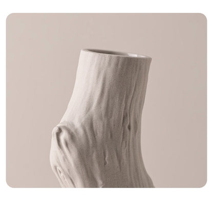 Jarrón pequeño de cerámica con simulación de madera, minimalista, creativo y orgánico, estilo silencioso, decoración