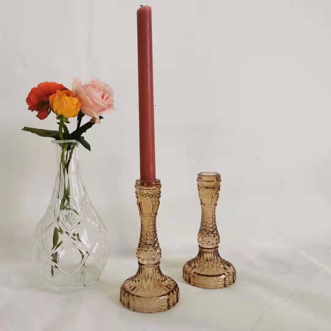 Vintage Style Stained Glass Candle Holder Decoration Dining table