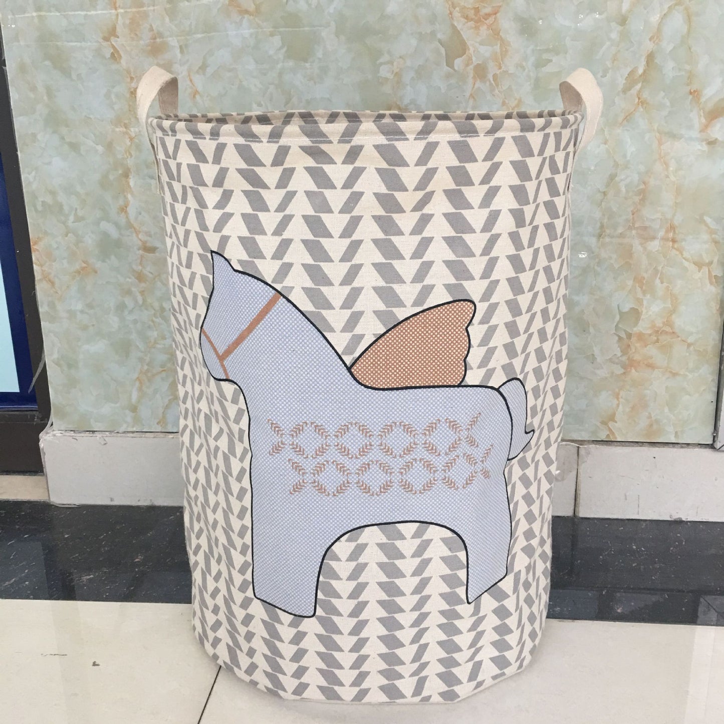 Cesto para guardar ropa, ropa sucia, juguetes, diseño de estrella de cinco puntas, con forma de caballo, de lino y algodón