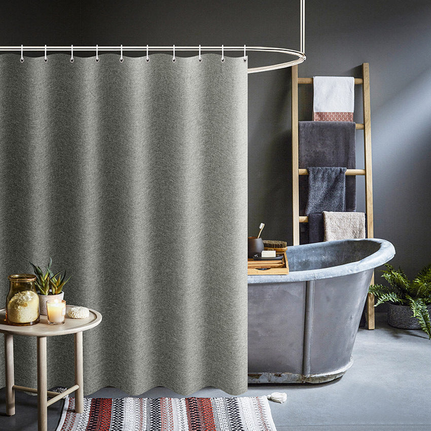 Rideaux de douche gris épais en tissu imitation lin, rideaux de bain imperméables pour baignoire de salle de bain, grande couverture de bain moderne et large