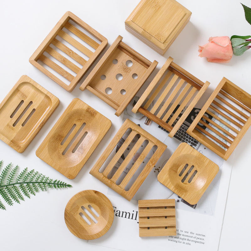 Jabonera de madera de bambú a prueba de moho y drenaje para baño