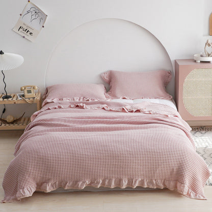 Mantas a cuadros con diseño de gofres para sofá cama, manta de hilo de algodón para niños y adultos, colcha de verano con aire acondicionado