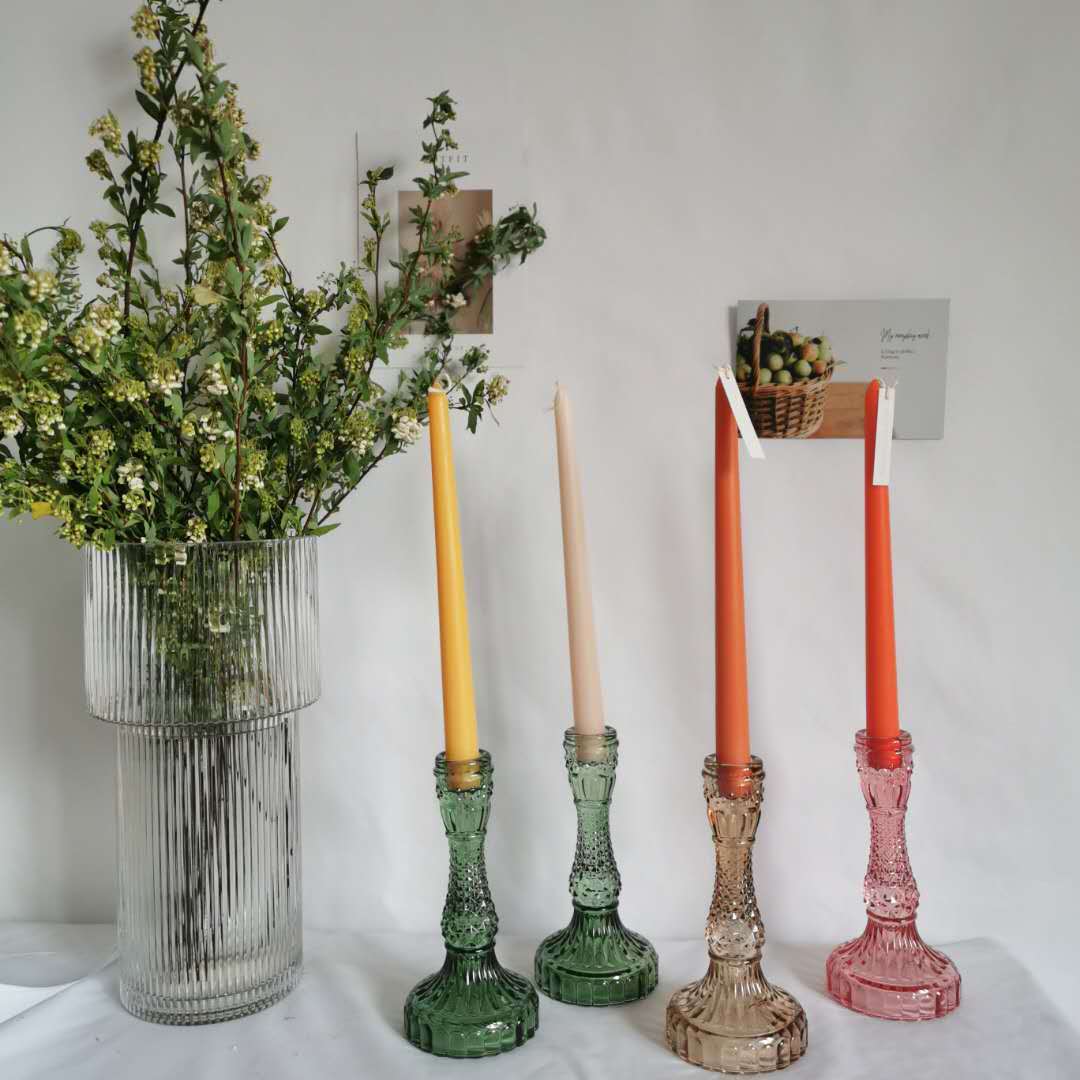 Vintage Style Stained Glass Candle Holder Decoration Dining table