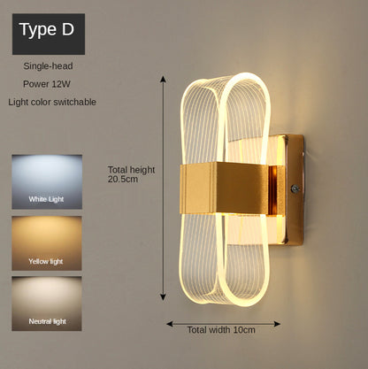 Lámpara de pared estilo art déco minimalista dorada, accesorio de iluminación para dormitorio