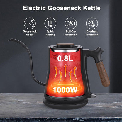 Gooseneck Electric Kettle, Pour Over Coffee Kettle Hot Water Tea Kettle, Stainless Steel Inner With Leak Proof Design, Kitchen Appliance