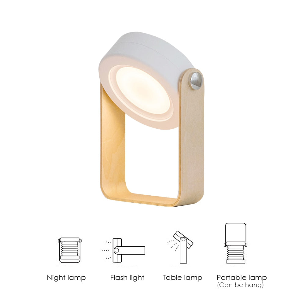 Lámpara LED de noche plegable, táctil, regulable, para lectura, portátil, recargable por USB, para el hogar
