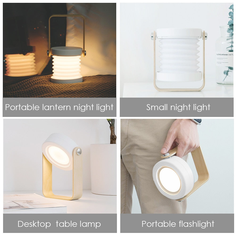 Lámpara LED de noche plegable, táctil, regulable, para lectura, portátil, recargable por USB, para el hogar