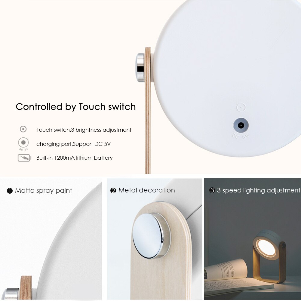 Lámpara LED de noche plegable, táctil, regulable, para lectura, portátil, recargable por USB, para el hogar