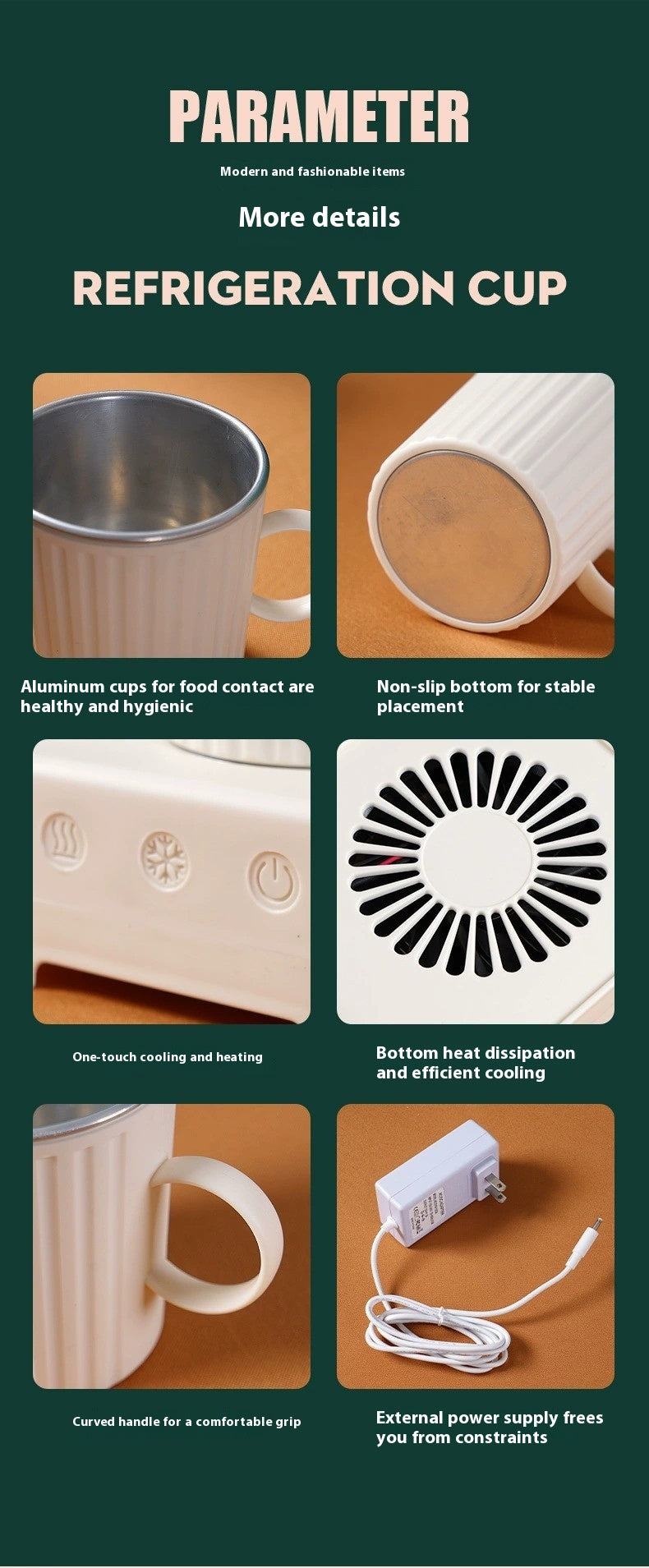 Mini máquina para hacer hielo con refrigeración rápida para bebidas y cerveza, de grado alimenticio, 400 ml, para calentar bebidas frías