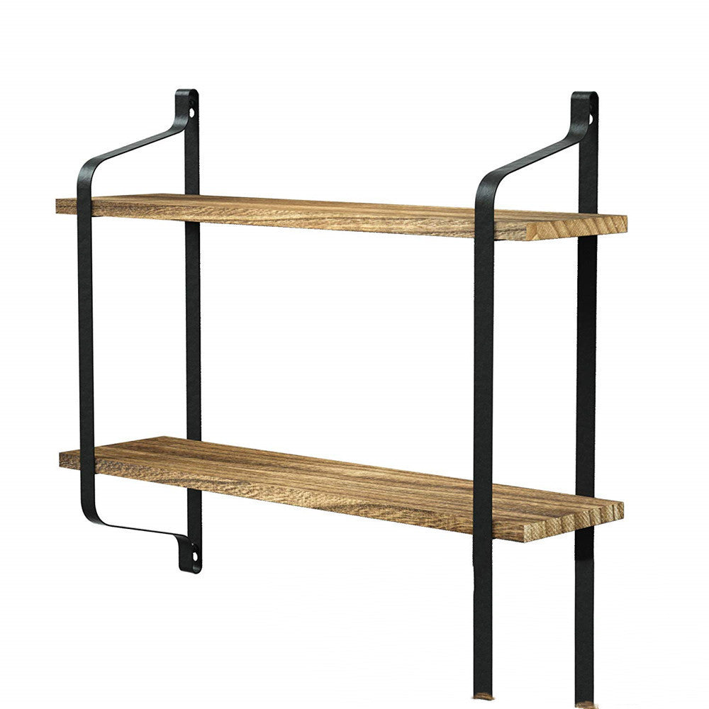 Estantes Cocina Baño Estante de pared de madera maciza Soporte de hierro forjado
