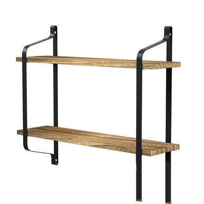 Estantes Cocina Baño Estante de pared de madera maciza Soporte de hierro forjado