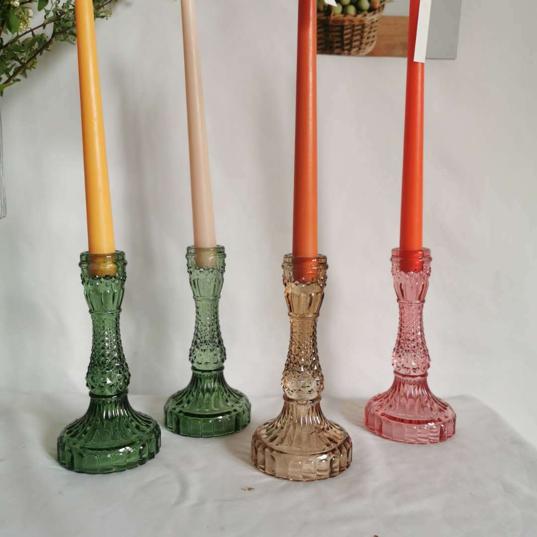 Vintage Style Stained Glass Candle Holder Decoration Dining table