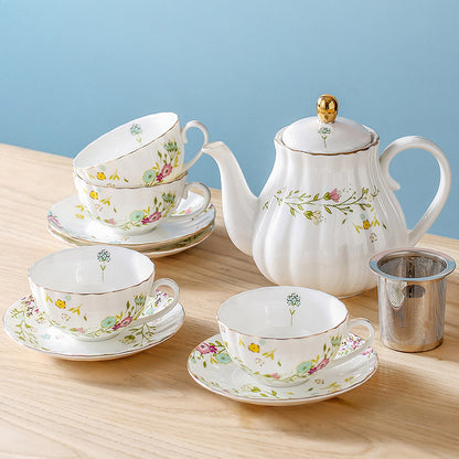 Taza de té con flores estilo pastoral vintage para cenas de uso doméstico