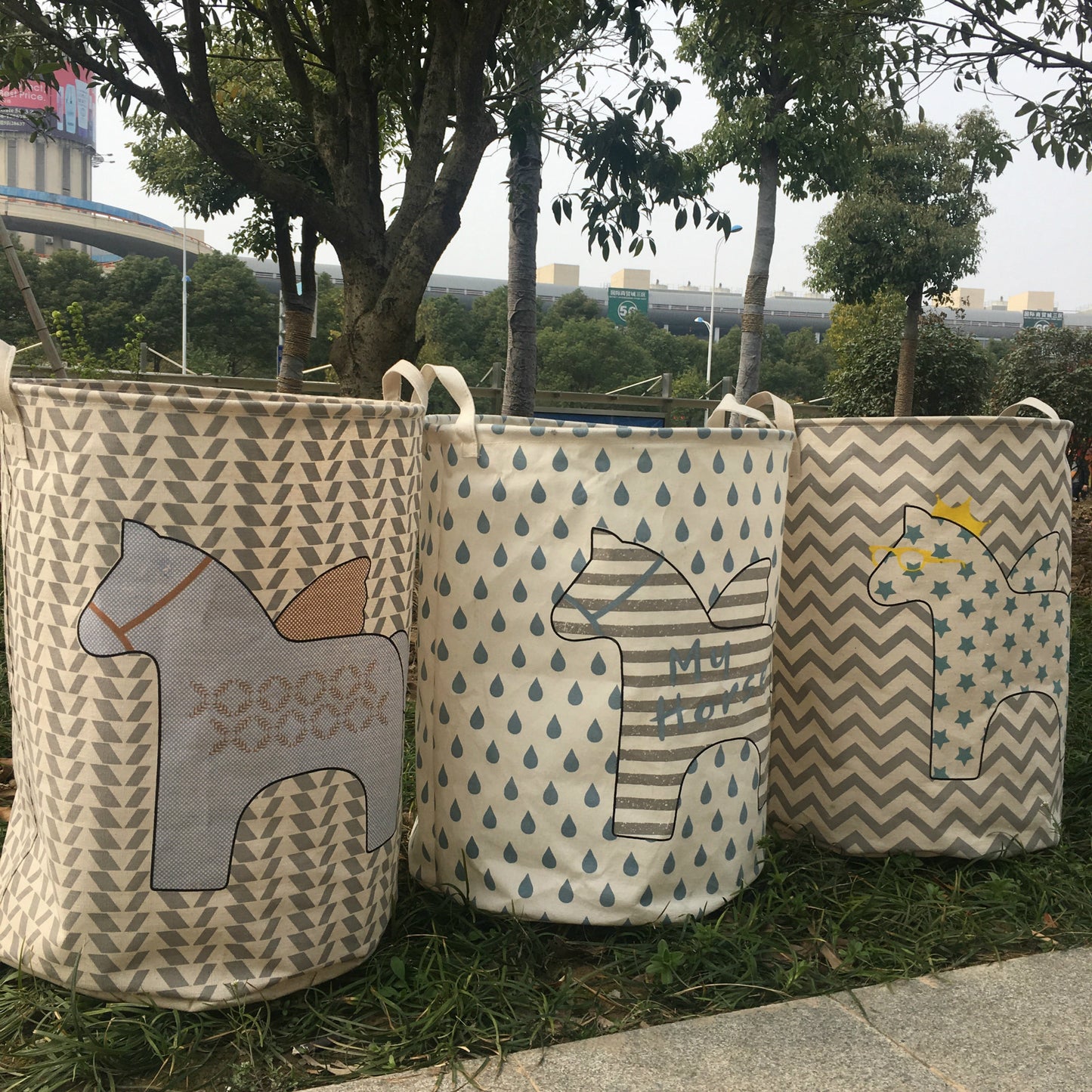 Cesto para guardar ropa, ropa sucia, juguetes, diseño de estrella de cinco puntas, con forma de caballo, de lino y algodón