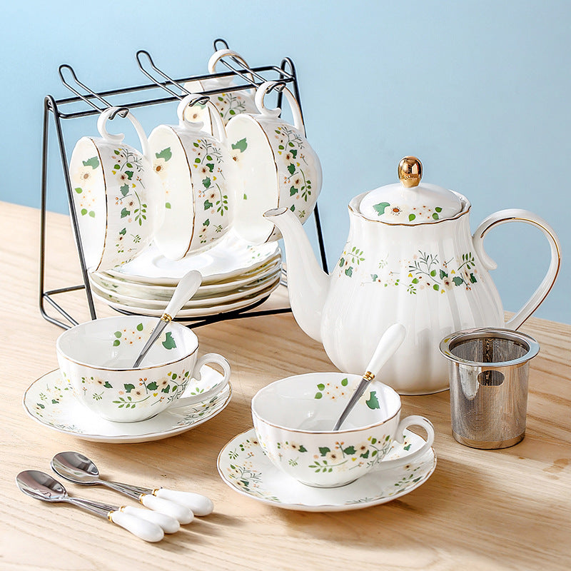 Taza de té con flores estilo pastoral vintage para cenas de uso doméstico