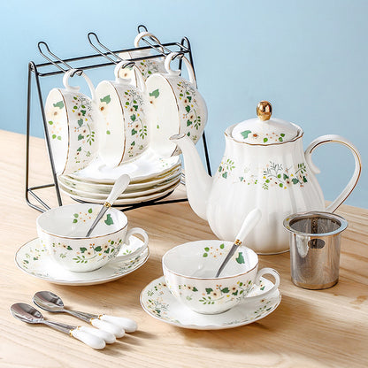 Taza de té con flores estilo pastoral vintage para cenas de uso doméstico