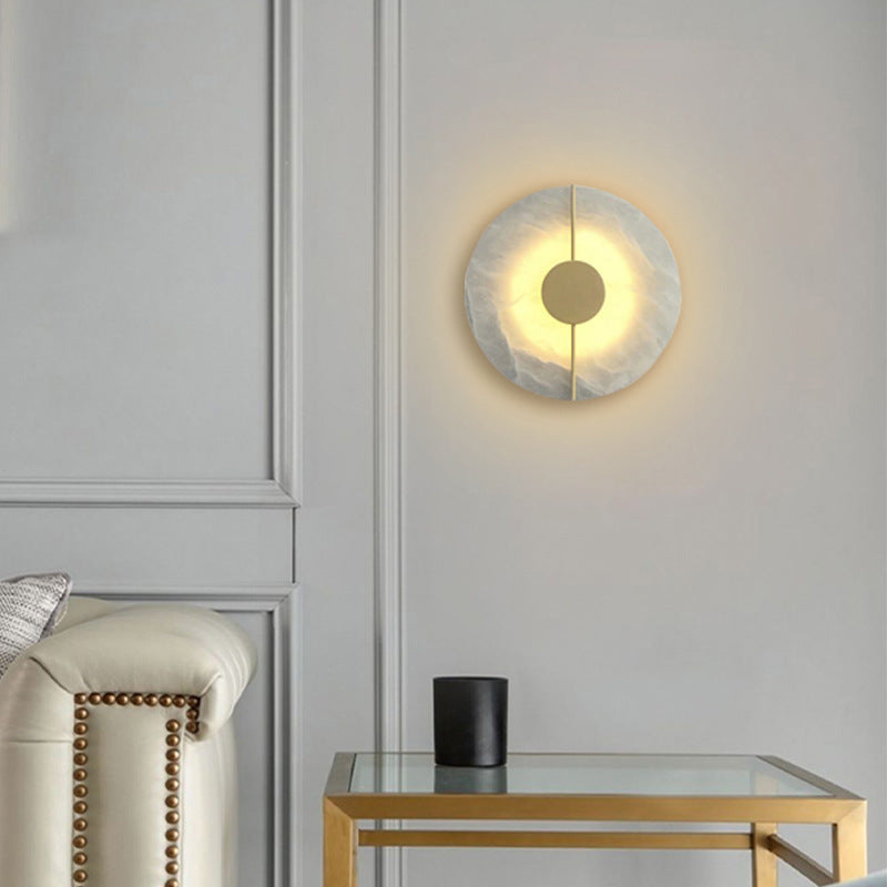 Lámpara de pared de mármol para mesita de noche de dormitorio de estilo minimalista orgánico