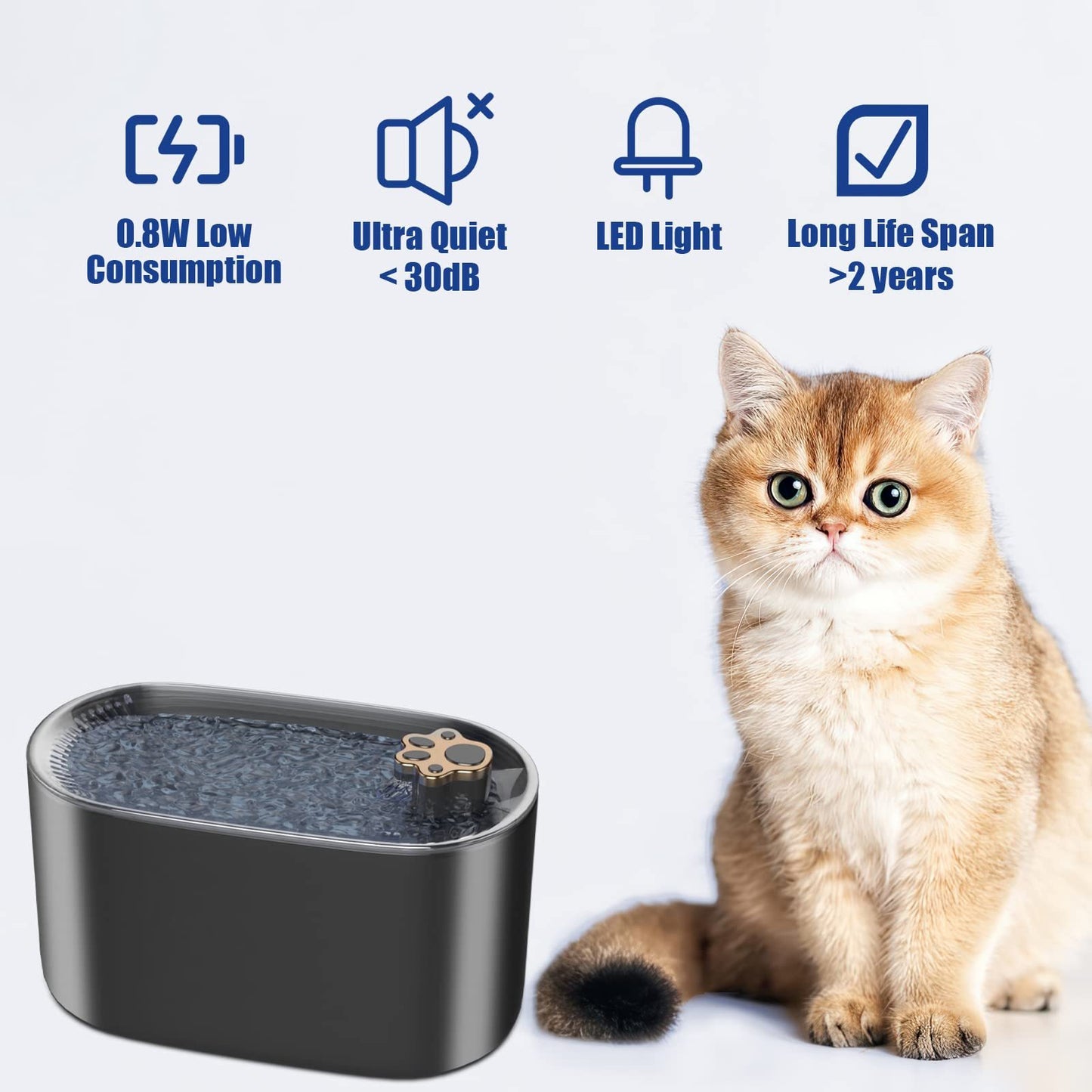 Bebedero automático con filtro para gatos de 3 l, dispensador de agua para mascotas, dispensador de agua ultrasilencioso con LED, productos para mascotas