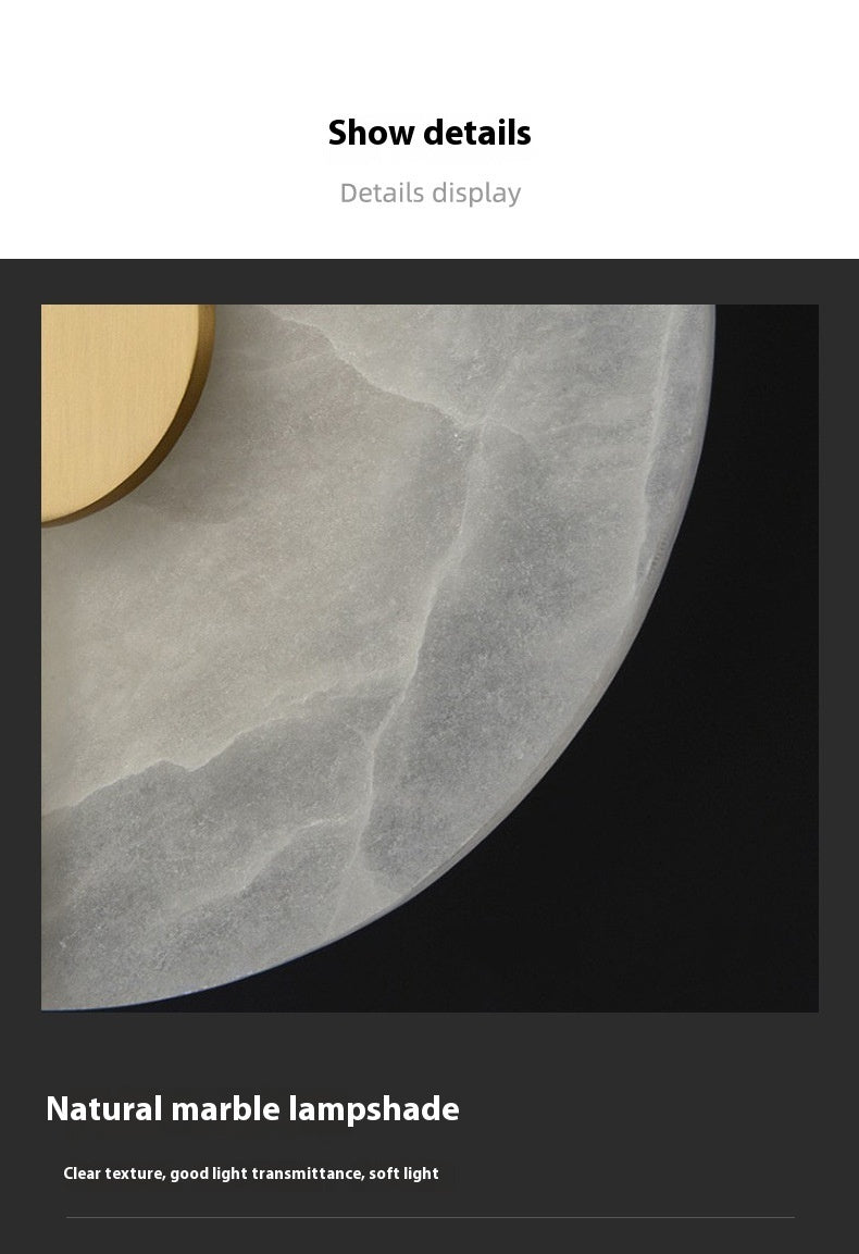Lámpara de pared de mármol para mesita de noche de dormitorio de estilo minimalista orgánico