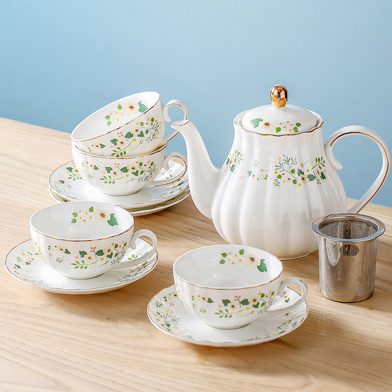 Taza de té con flores estilo pastoral vintage para cenas de uso doméstico