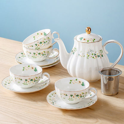 Taza de té con flores estilo pastoral vintage para cenas de uso doméstico