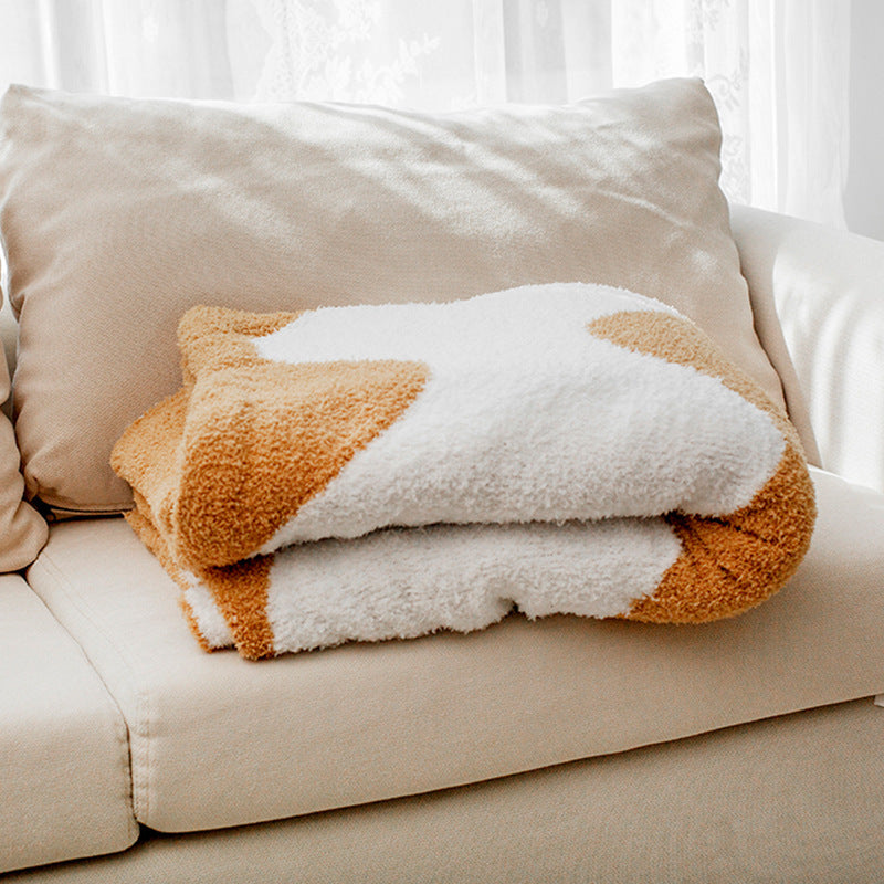 Retro Funky Groovy Style Half Velvet Knitted Sofa Blanket