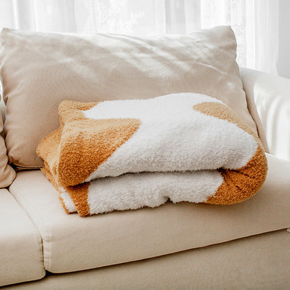 Retro Funky Groovy Style Half Velvet Knitted Sofa Blanket
