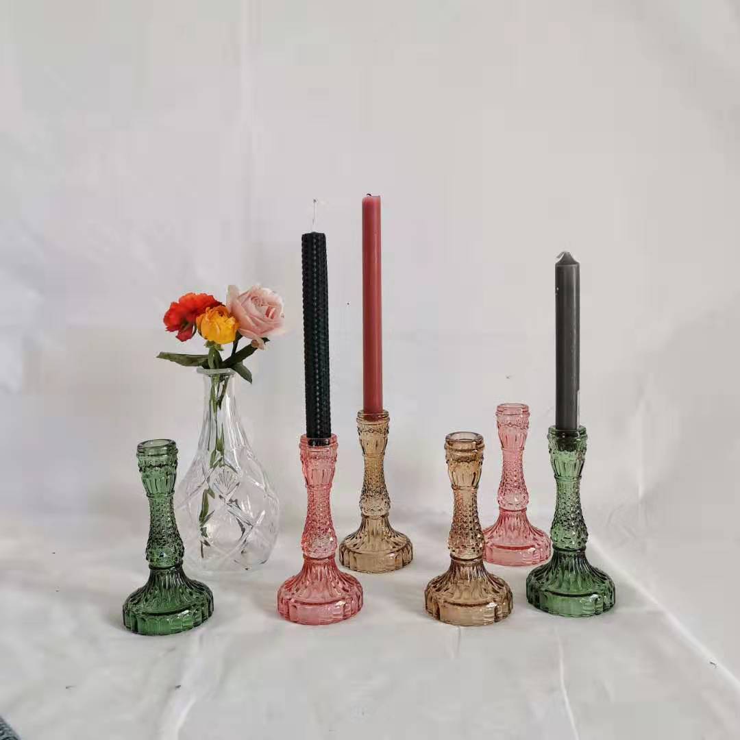 Vintage Style Stained Glass Candle Holder Decoration Dining table