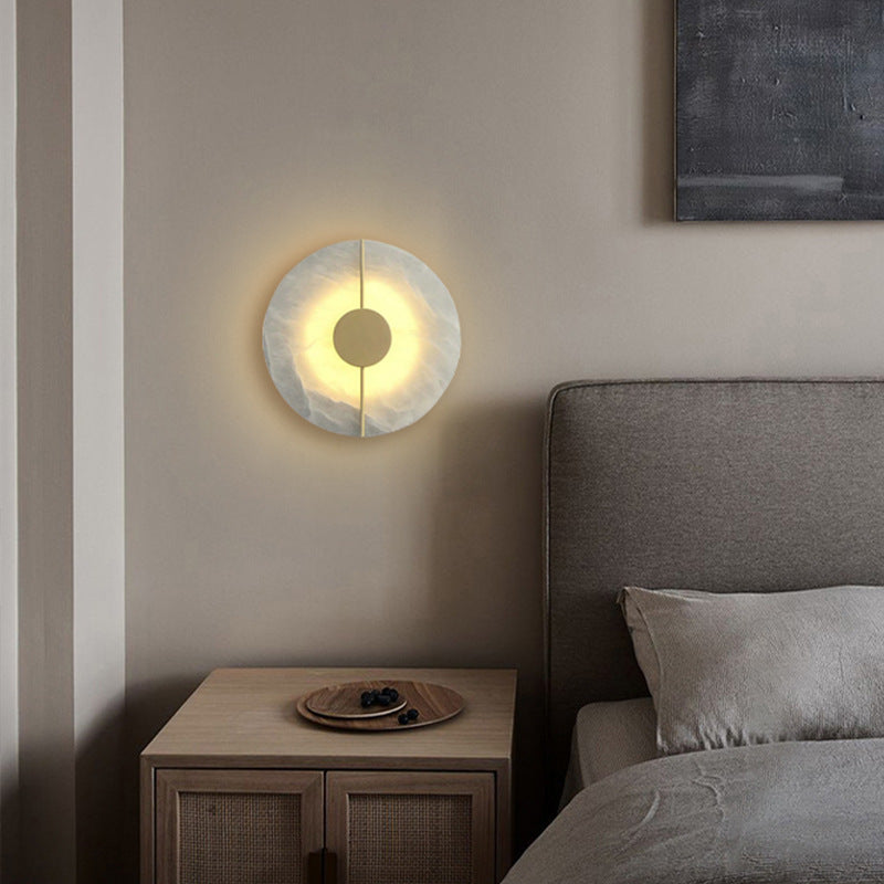 Lámpara de pared de mármol para mesita de noche de dormitorio de estilo minimalista orgánico
