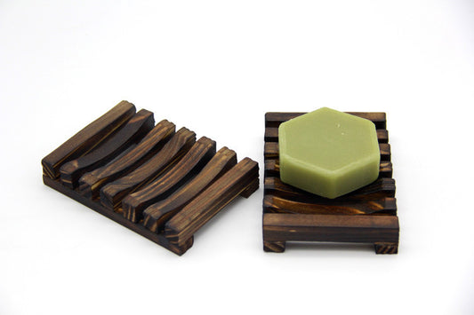 Jabonera de madera natural de nogal, pequeña rejilla de madera para baño