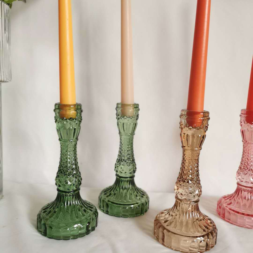 Vintage Style Stained Glass Candle Holder Decoration Dining table