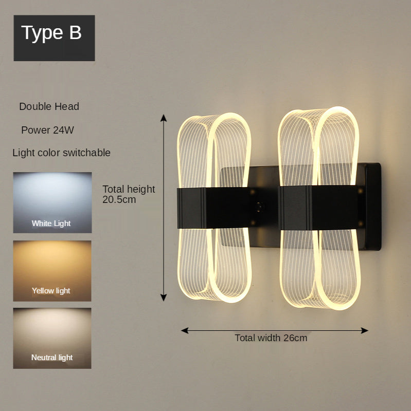 Lámpara de pared estilo art déco minimalista dorada, accesorio de iluminación para dormitorio