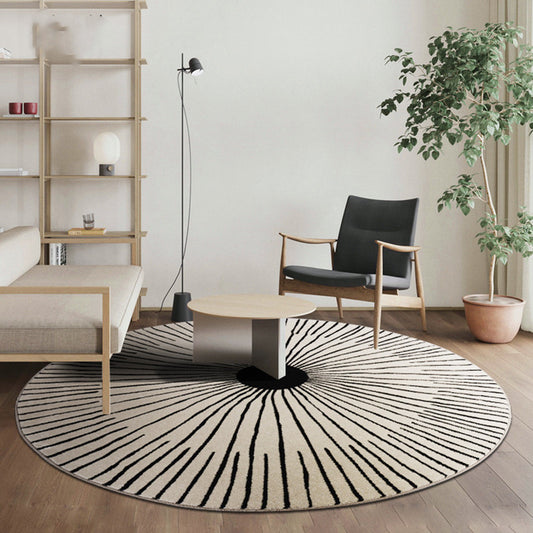 Tapis rond pour salon, style ferme minimaliste, table basse