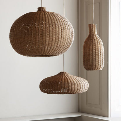 Lámpara de araña de ratán estilo boho de granja para sala de estar de estilo pastoral