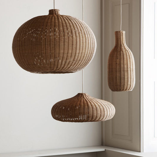 Lustre en rotin de style bohémien de ferme pour salon de style pastoral