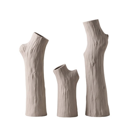 Jarrón pequeño de cerámica con simulación de madera, minimalista, creativo y orgánico, estilo silencioso, decoración
