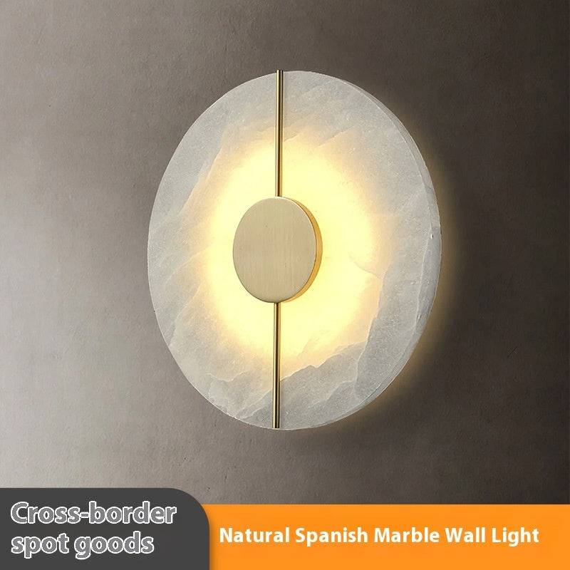 Lámpara de pared de mármol para mesita de noche de dormitorio de estilo minimalista orgánico