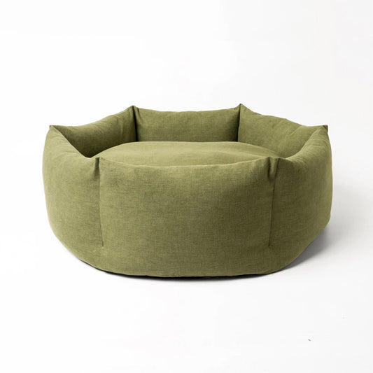 Cama para perros con forma de donut de tela suave y cómoda