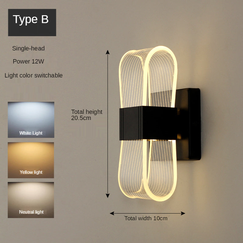 Lámpara de pared estilo art déco minimalista dorada, accesorio de iluminación para dormitorio