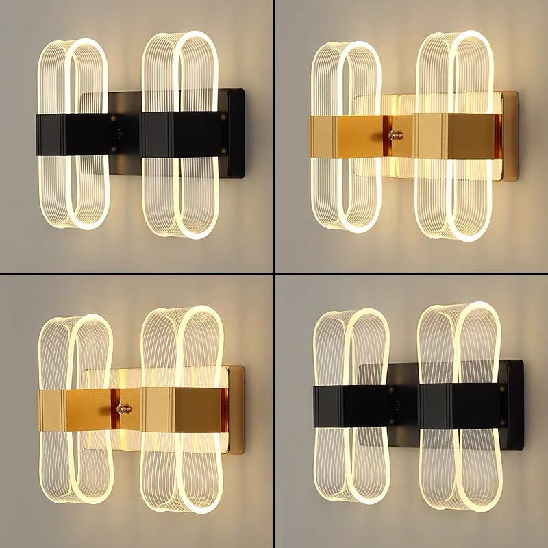 Lámpara de pared estilo art déco minimalista dorada, accesorio de iluminación para dormitorio