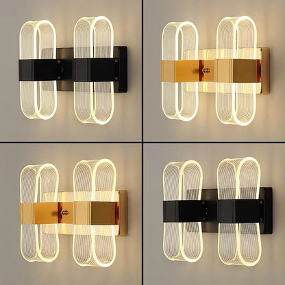 Lámpara de pared estilo art déco minimalista dorada, accesorio de iluminación para dormitorio