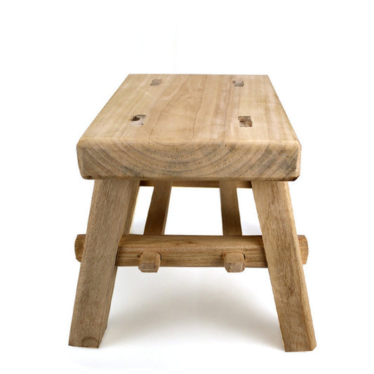 Banc en bois avec tenon complet et quatre coins bas, parfait pour la salle de bain et la cuisine