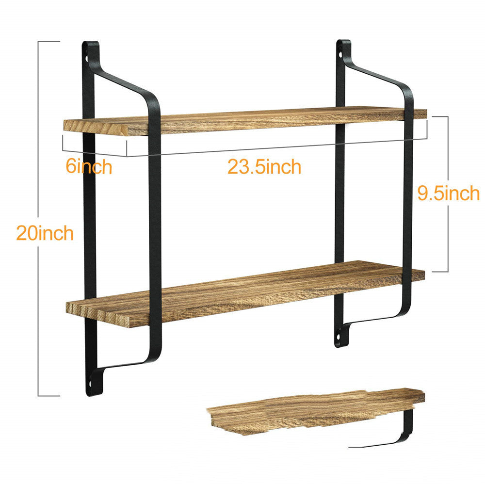 Estantes Cocina Baño Estante de pared de madera maciza Soporte de hierro forjado