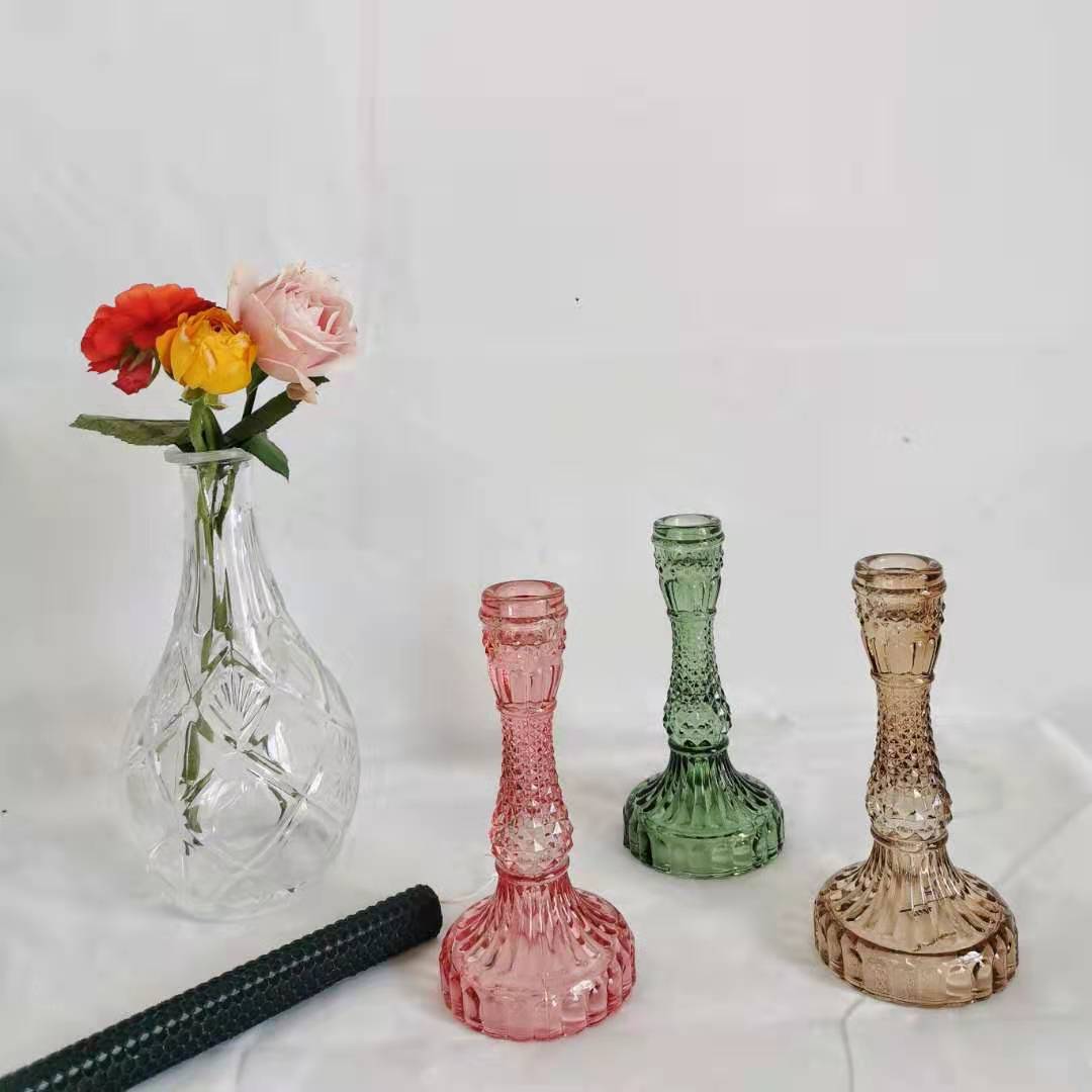 Vintage Style Stained Glass Candle Holder Decoration Dining table