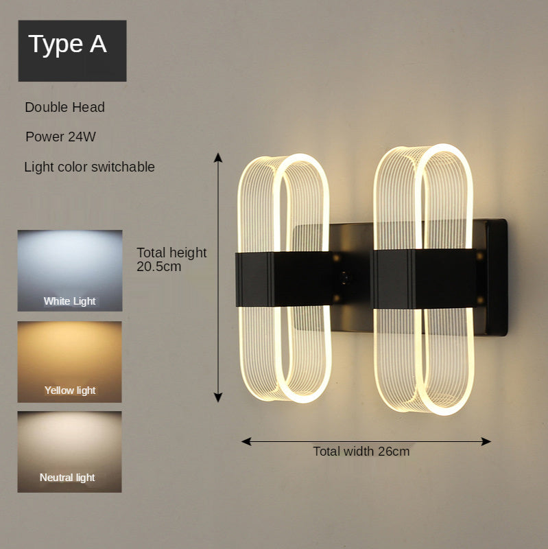 Lámpara de pared estilo art déco minimalista dorada, accesorio de iluminación para dormitorio