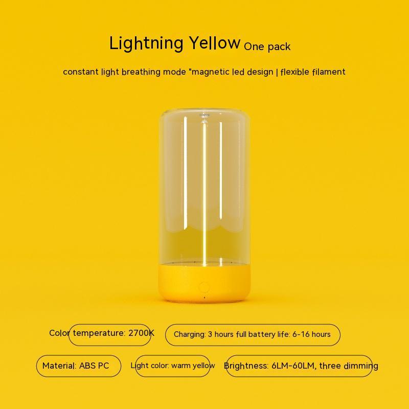 Nueva luz LED para acampar al aire libre, luz nocturna portátil recargable tipo C con alta transparencia y luz de ambiente creativo anticaídas