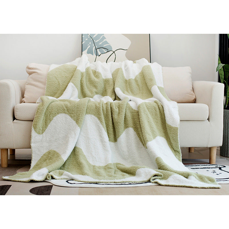 Retro Funky Groovy Style Half Velvet Knitted Sofa Blanket