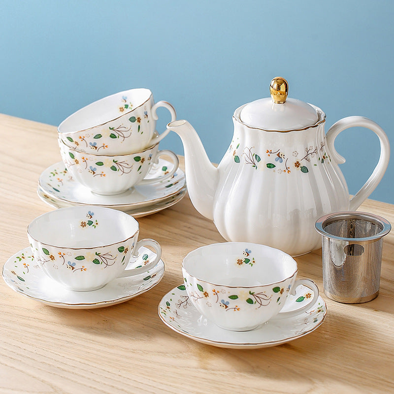 Taza de té con flores estilo pastoral vintage para cenas de uso doméstico